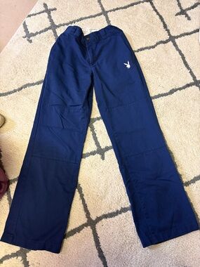 PLAYBOY Navy Cargo Pants with White Bunny Logo